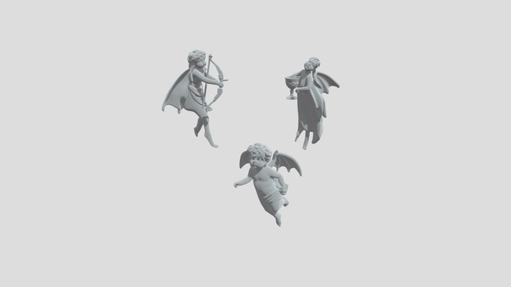 Three Cupids in Flight 3D Model