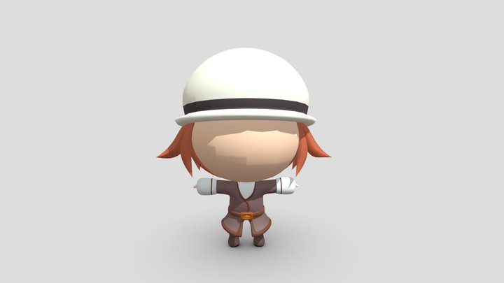 japanese Chibi anime girl character kung fu 3D Model