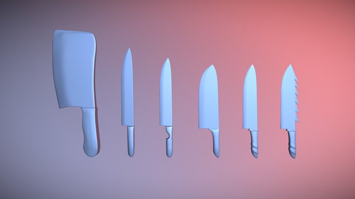 'Pumpkin Man' Props - Knives - Mikaela Butcher 3D Model