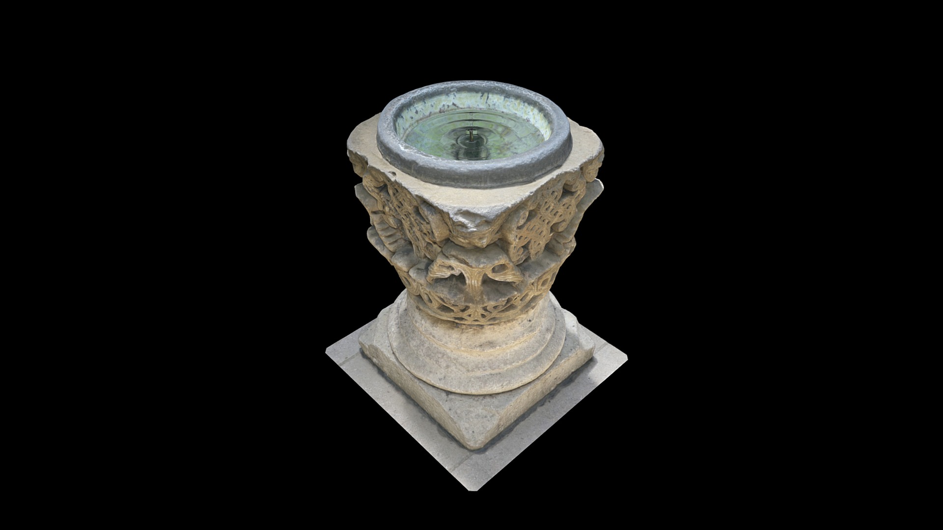 3D model Fountain – Saint-Guilhem Cloister - This is a 3D model of the Fountain - Saint-Guilhem Cloister. The 3D model is about a stack of coins.