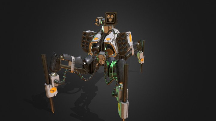 Quad Droid Robot | PBR Textured Model 3D Model