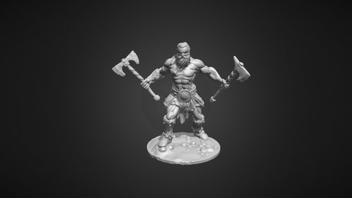 Barbarian 28mm Minature 3D Model