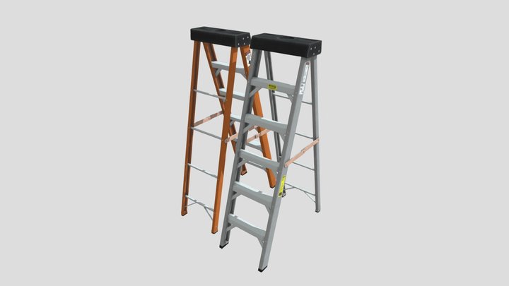 Folding Ladder 4K and 2K 3D Model