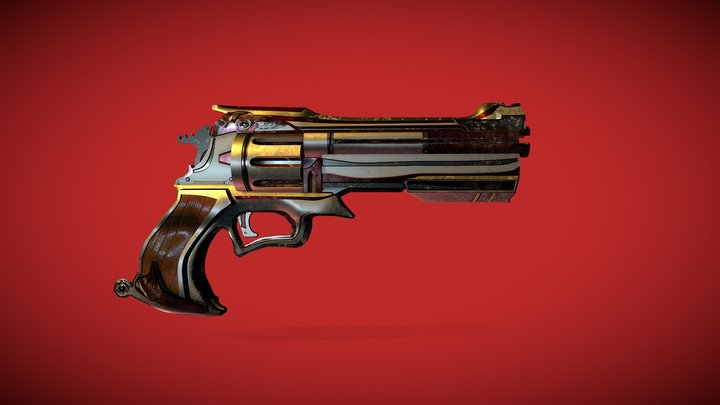 The Red Rose Revolver 3D Model