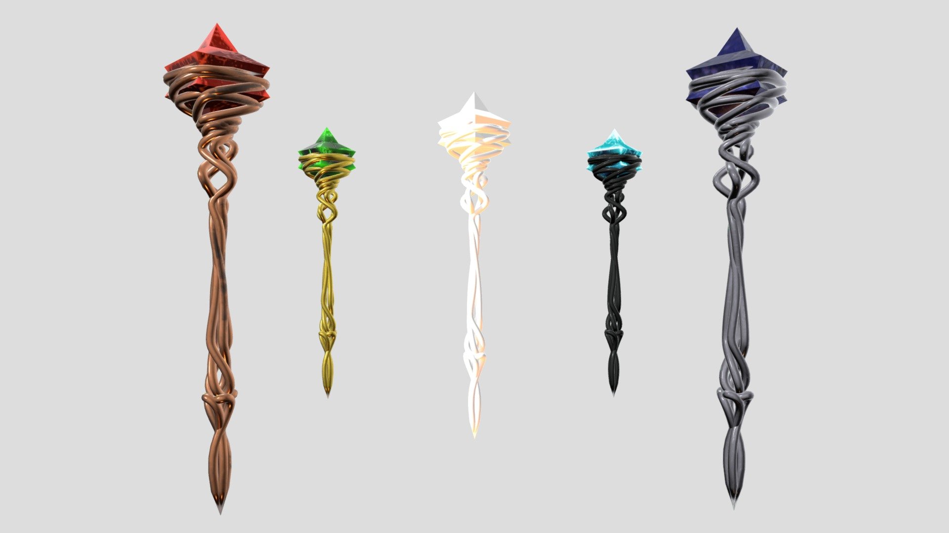 Twisted Staffs with Jeweled Apex - Download Free 3D model by KodaWowo ...