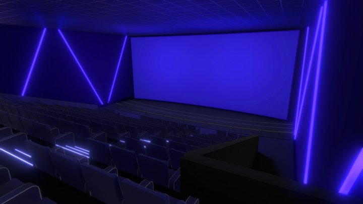 VR Cinema Low poly 2021 (1MB) 3D Model