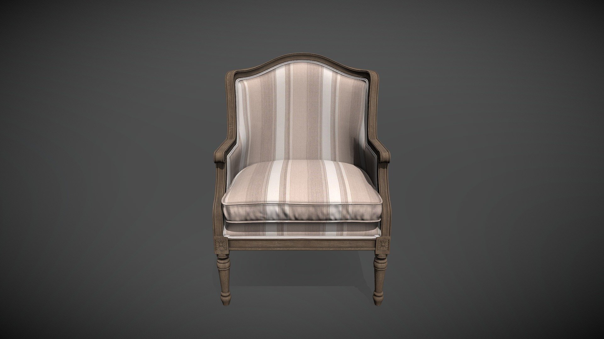 Striped Charlemagne Traditional Accent Chair Buy Royalty Free 3D