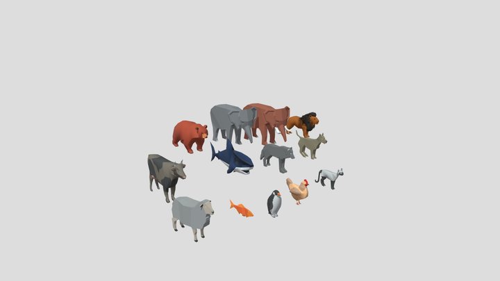 Low Poly Animal Pack –13 Stylized Animals (FBX) 3D Model