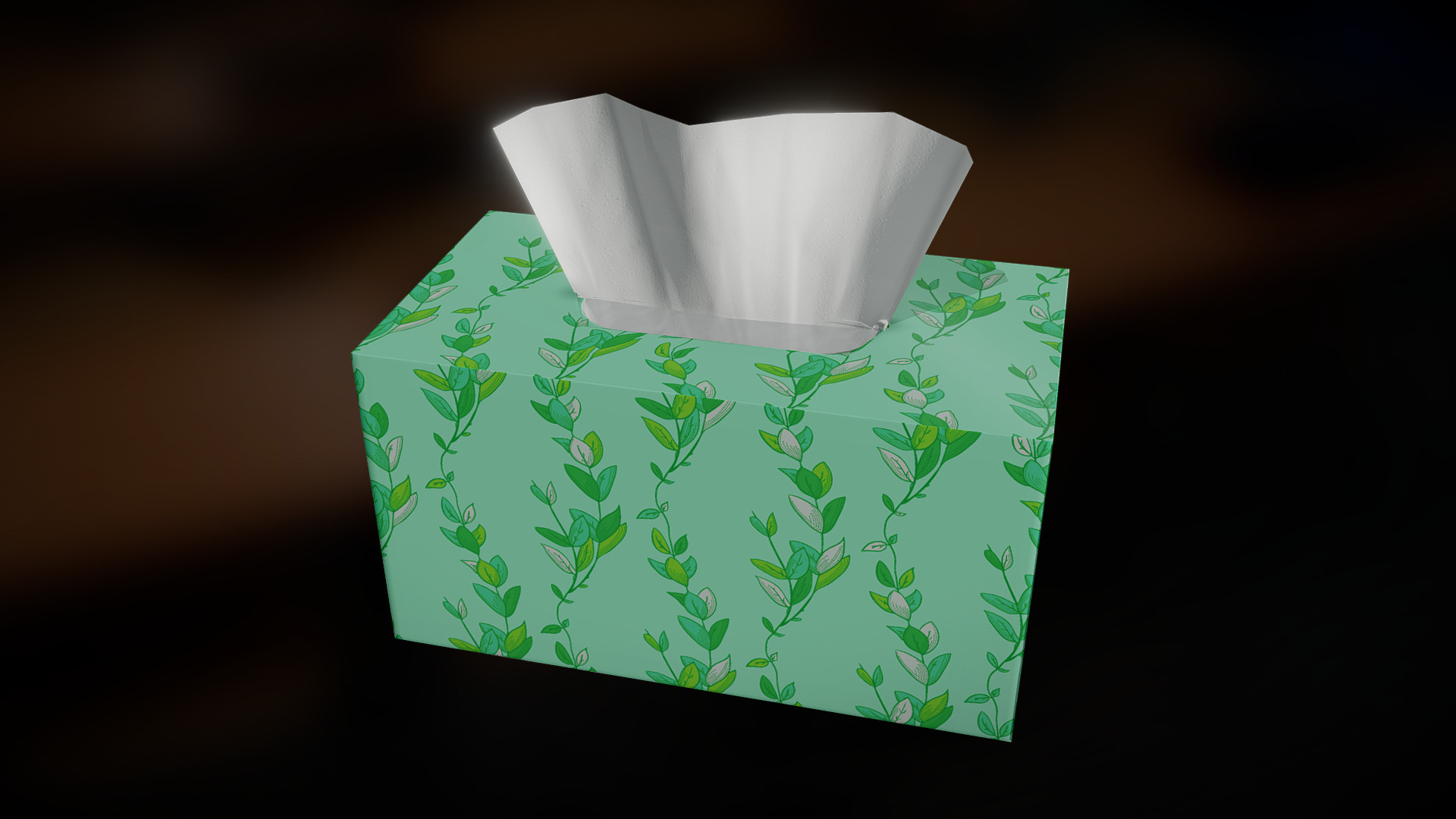 3D model Tissue Box (high quality) - This is a 3D model of the Tissue Box (high quality). The 3D model is about a white shirt with green leaves.