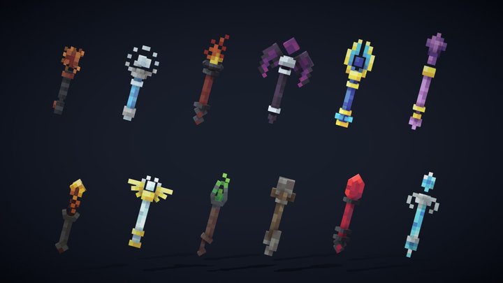 Elemental Wands 3D Model