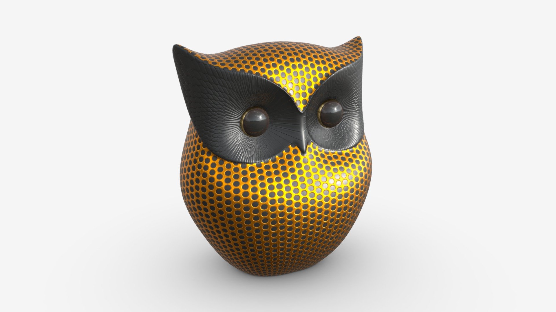Metal Gold Owl Figurine Buy Royalty Free 3D model by HQ3DMOD