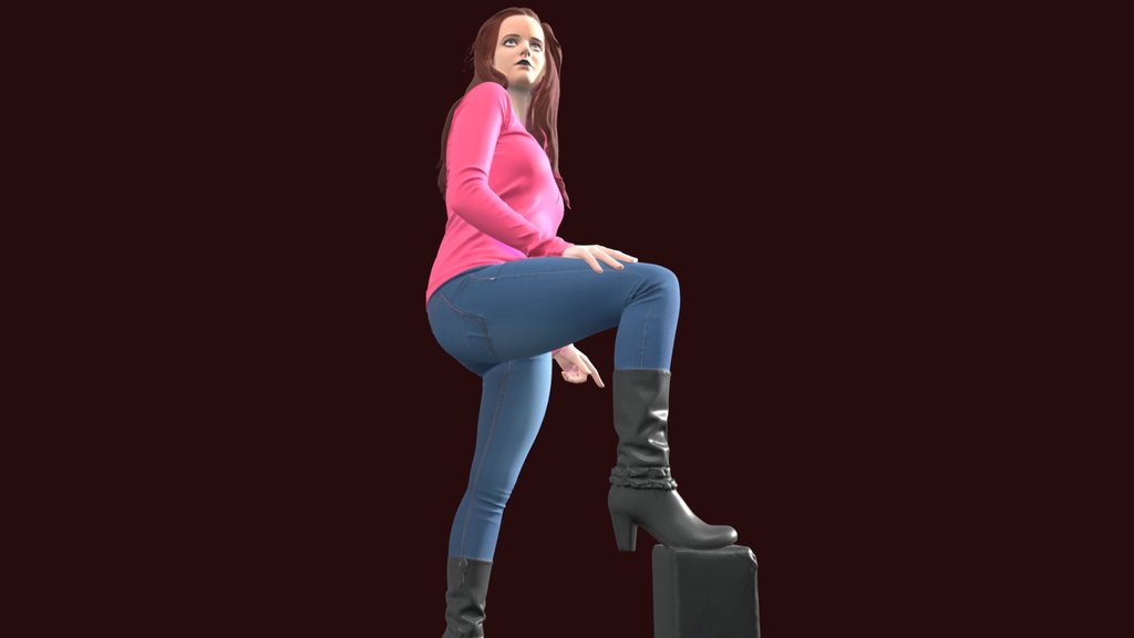 Woman posing in her blue jeans