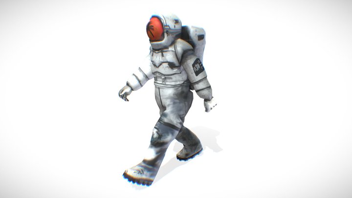 Cool Astronaut - walk  Anim ( Rigged - T pose ) 3D Model