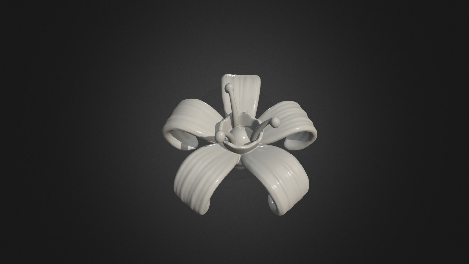 3D model Flower - This is a 3D model of the Flower. The 3D model is about a white flower with a black background.