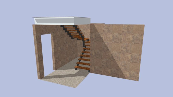 Лестница П с 4-мя забежными ступ., Станислав 3D Model