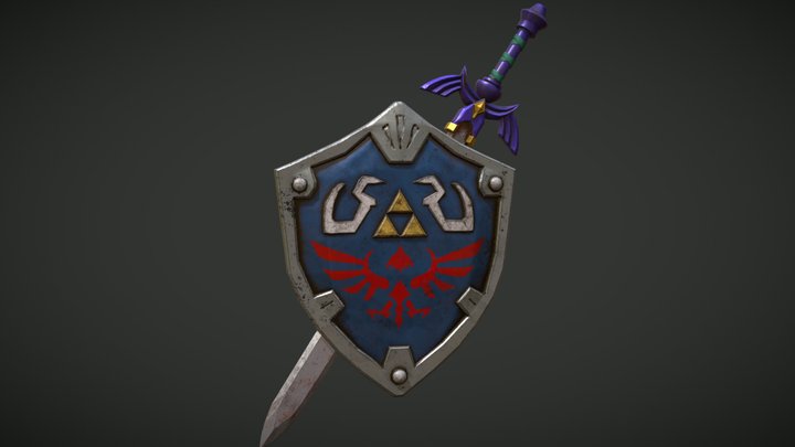 Hylian Shield and Master Sword - Zelda Fan Prop 3D Model