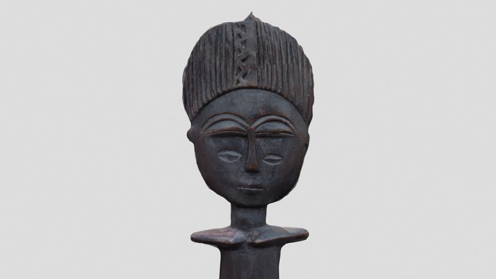 African hand-carved wood sculpture 3D Model