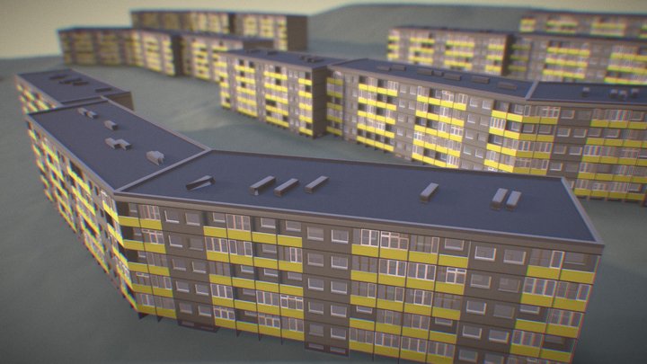City district Lazdynai procedural model 3D Model