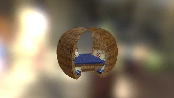 Exterior Furn Rattan Day Bed W Pillows 3D Model