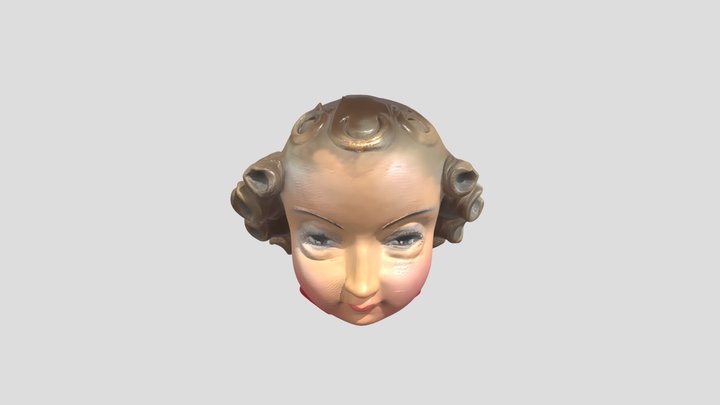 Doll head with curly hair 3D Model