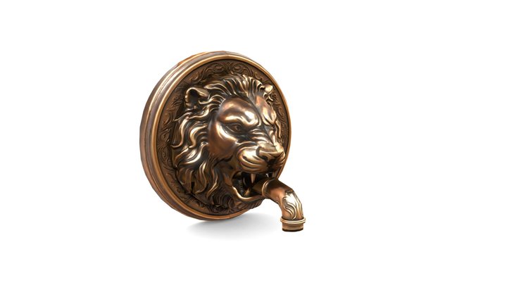 Lion's head Roman Fountain Faucet 3D Model