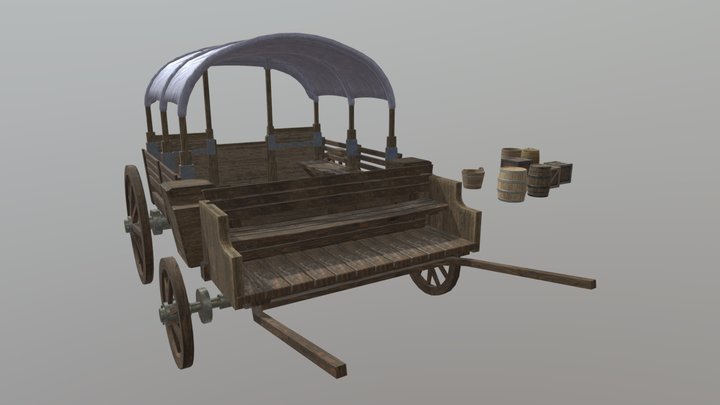 Horse Carriage and Props 3D Model