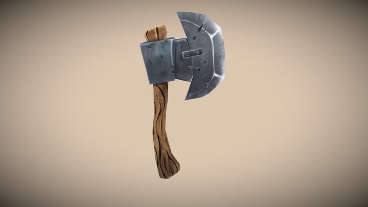 Hand painted Stylized low poly Axe 3D Model