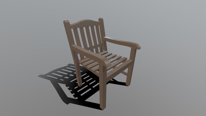 Outdoor Dining Arm Chair Teak Wood 3D Model