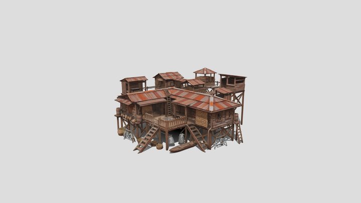 Jungle house old house 3d model free