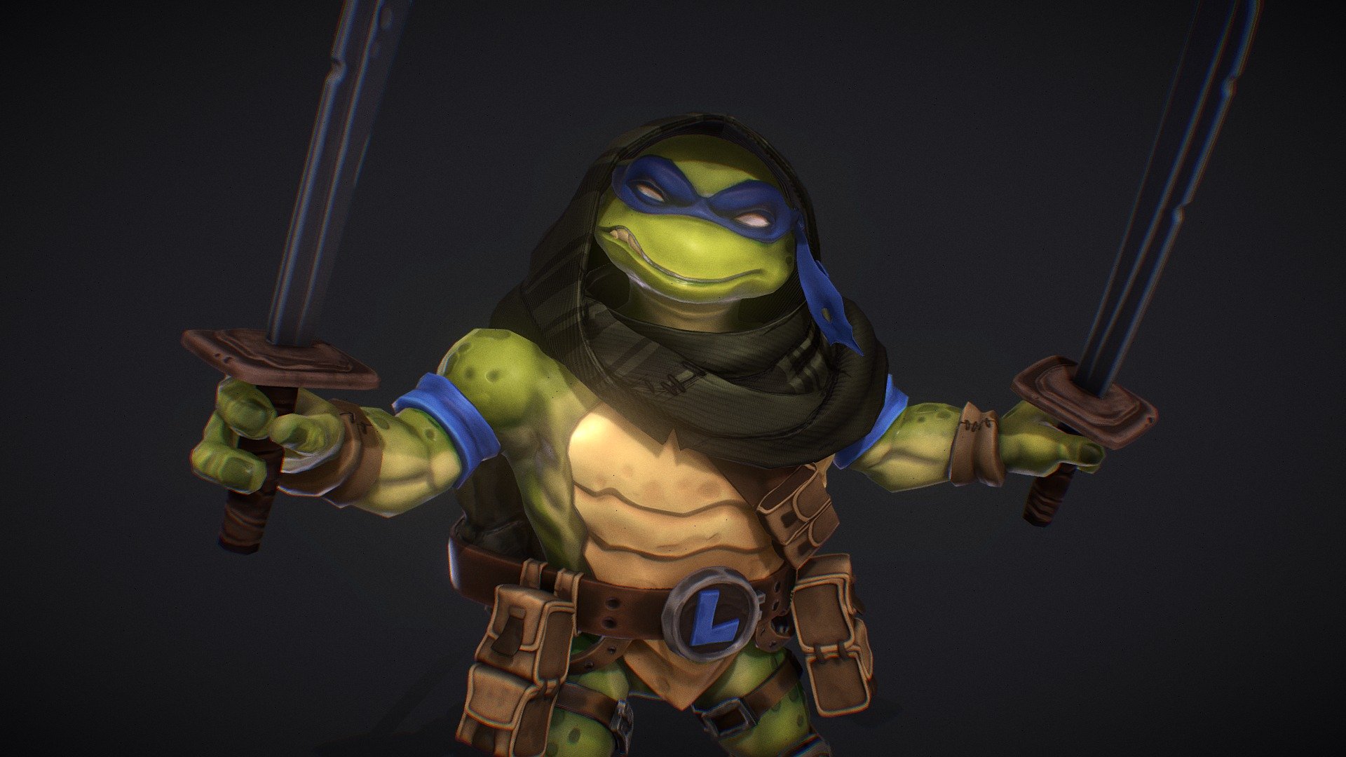 prompthunt: leonardo from teenage mutant ninja turtle, turtle shell!!!,  intricate, highly detailed, green skin!, digital painting, artstation,  concept art, smooth, sharp focus, illustration