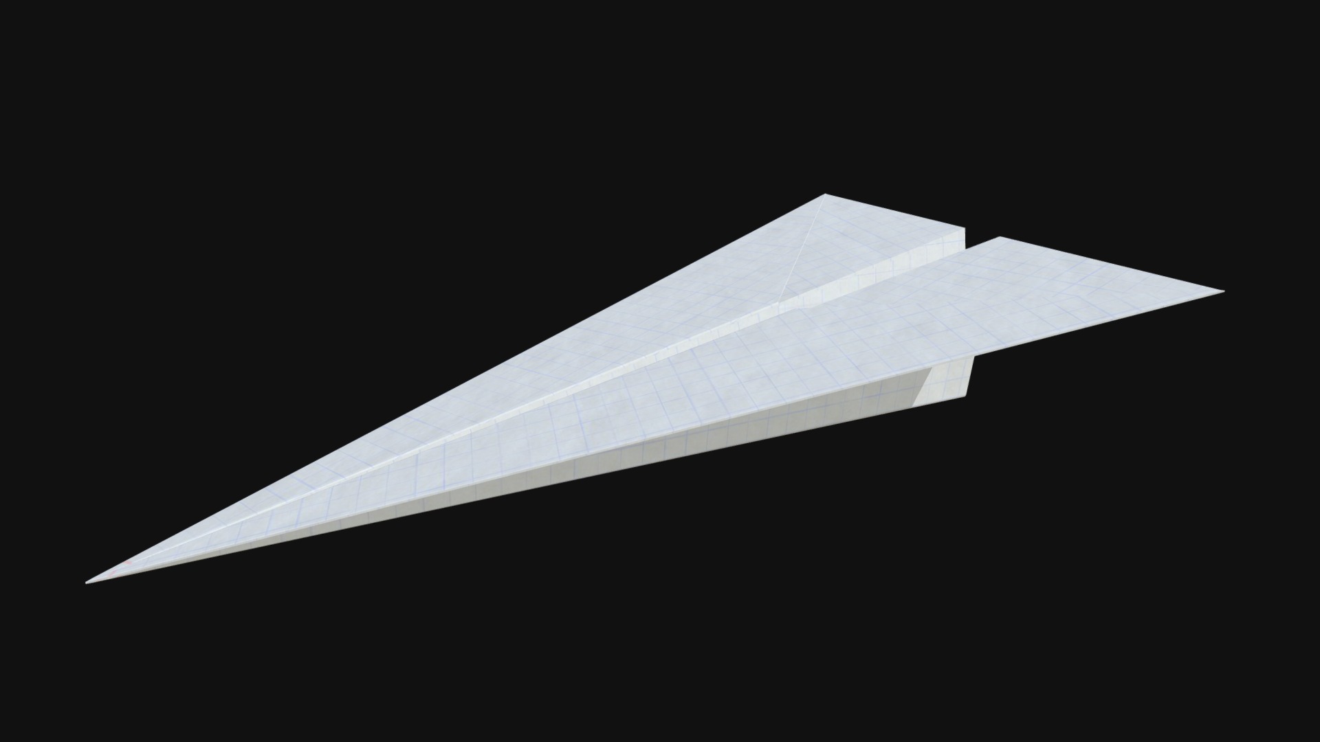 3D model Paper plane 1 - This is a 3D model of the Paper plane 1. The 3D model is about a white triangle with a black background.