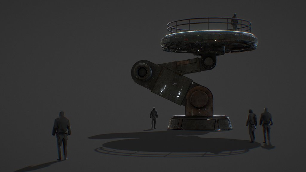 Rigged Sci-Fi Lift - Mobile Platform - Elevator