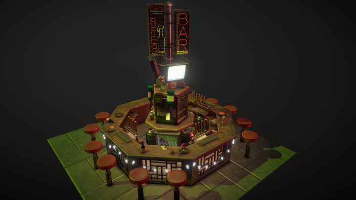 cyberpunk crime bar 3D Model