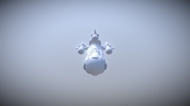 Low Poly Spaceship Non Textured 3D Model