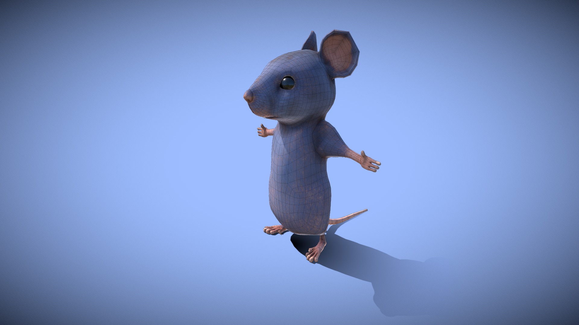 3D model Mouse – grey – Cartoon style – rigged - This is a 3D model of the Mouse - grey - Cartoon style - rigged. The 3D model is about a person in a garment.