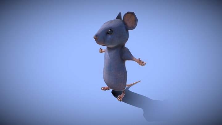 Mouse - grey - Cartoon style - rigged 3D Model
