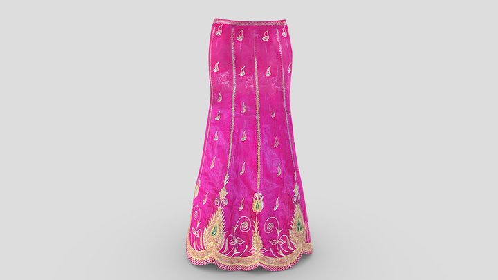 Traditional Indian Motifs Long Skirt 3D Model