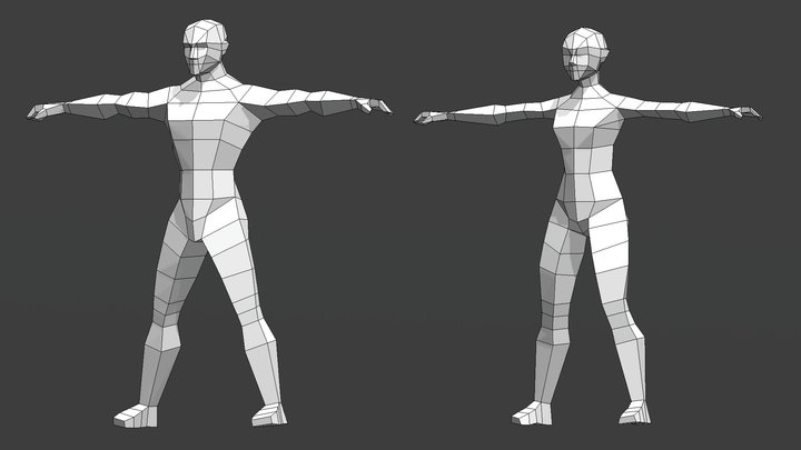Humans LowPoly - Rigged 3D Model