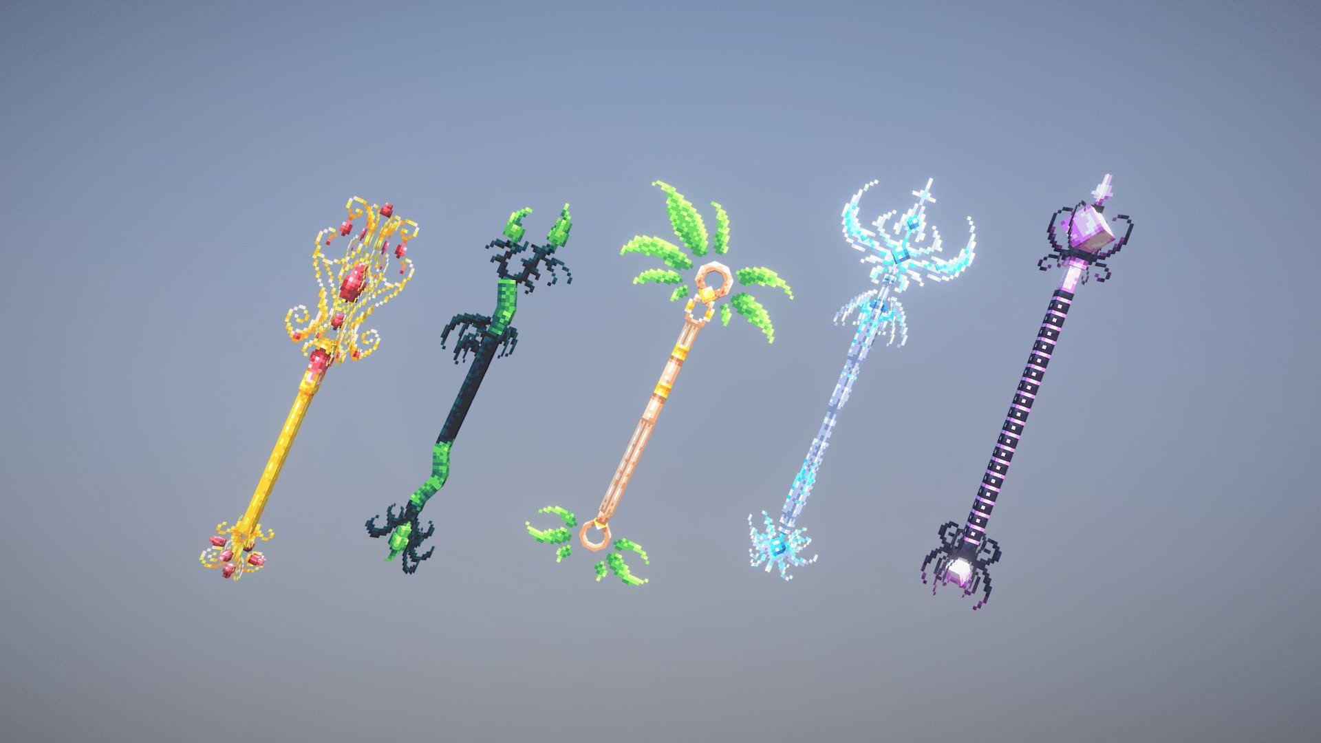 Staffs Pack Vol.1 - Buy Royalty Free 3D Model By MCMobs.net (@mcmobs ...