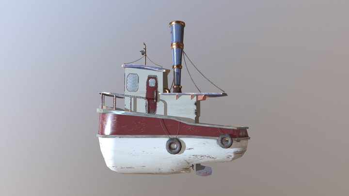 Fishing Boat Textured 3D Model