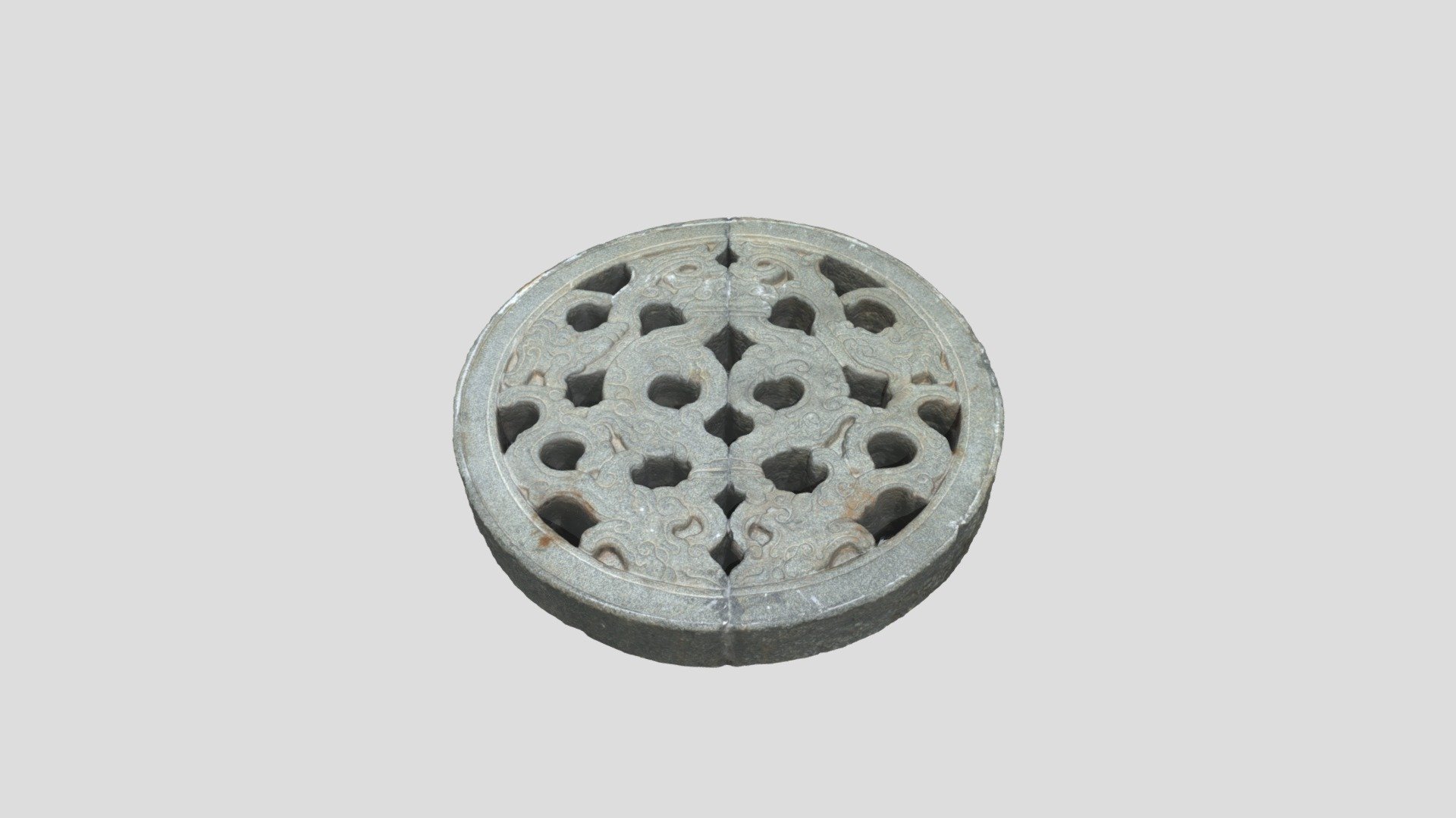 30.建築構件 石窗一對（圓形雙 拼式）