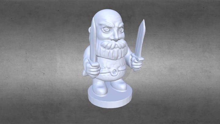 Dwarf with swords 3D Model