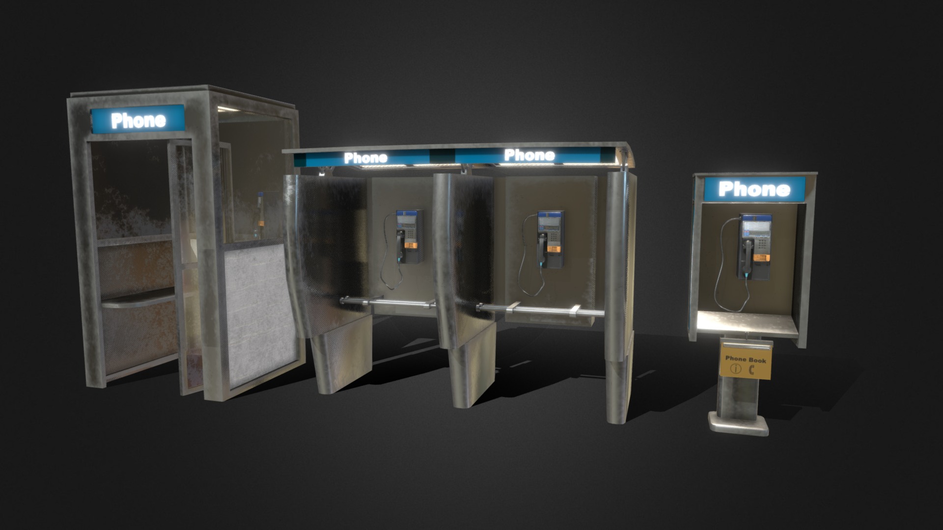 3D model Pay Phone Booth - This is a 3D model of the Pay Phone Booth. The 3D model is about a few computer servers.