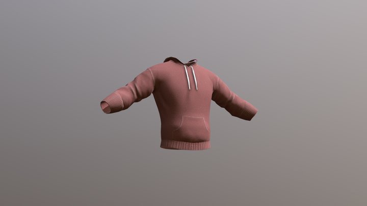 Red hoodie game clothing 3D Model