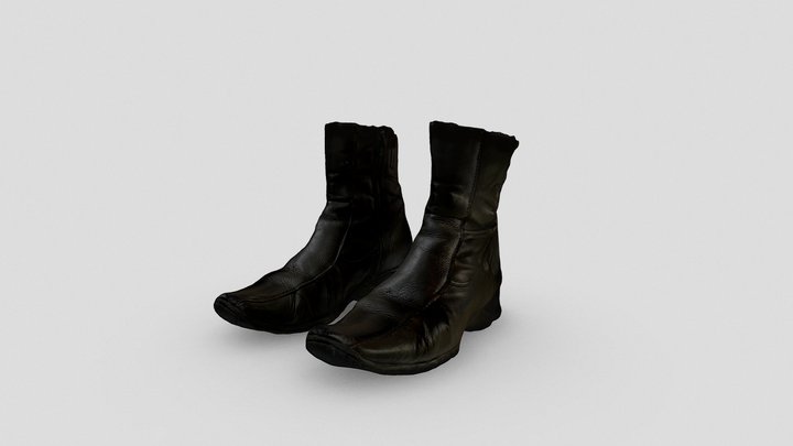 Black Leather Ankle Boots 3D Model