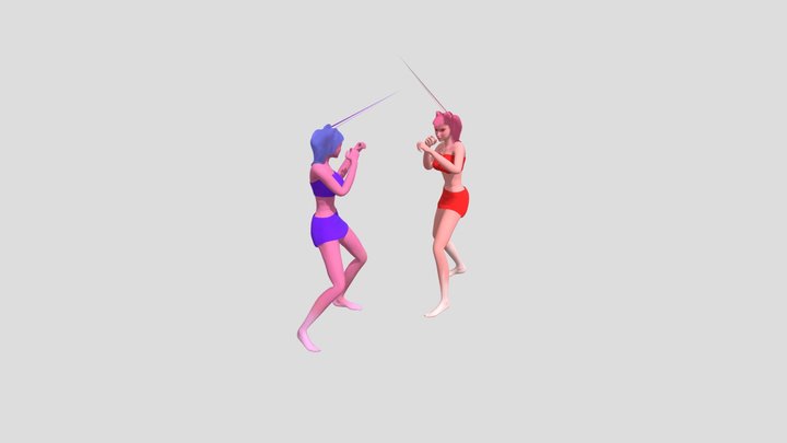 Catgirl kickboxing 3D Model