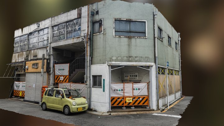 Condemned Japanese building corner scan 3D Model