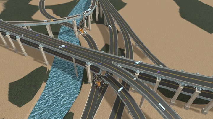 Waterbury Bridge | Another part collapses 3D Model