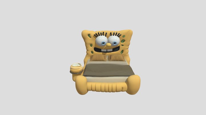 SpongeBob SquarePants Bed: Luxury Meets Cartoon 3D Model