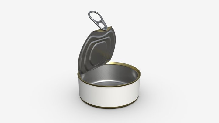 Canned food round tin metal can 017 open 3D Model